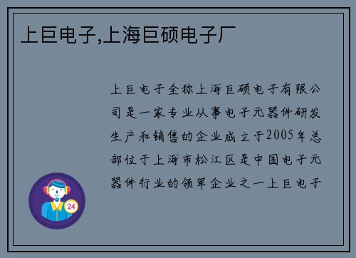 上巨电子,上海巨硕电子厂